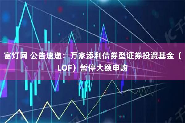 富灯网 公告速递：万家添利债券型证券投资基金（LOF）暂停大额申购