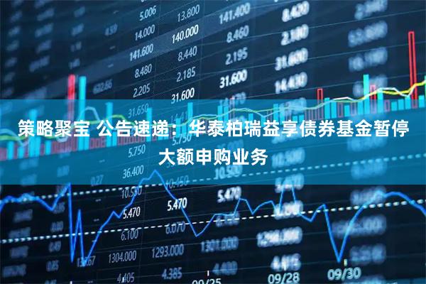 策略聚宝 公告速递：华泰柏瑞益享债券基金暂停大额申购业务